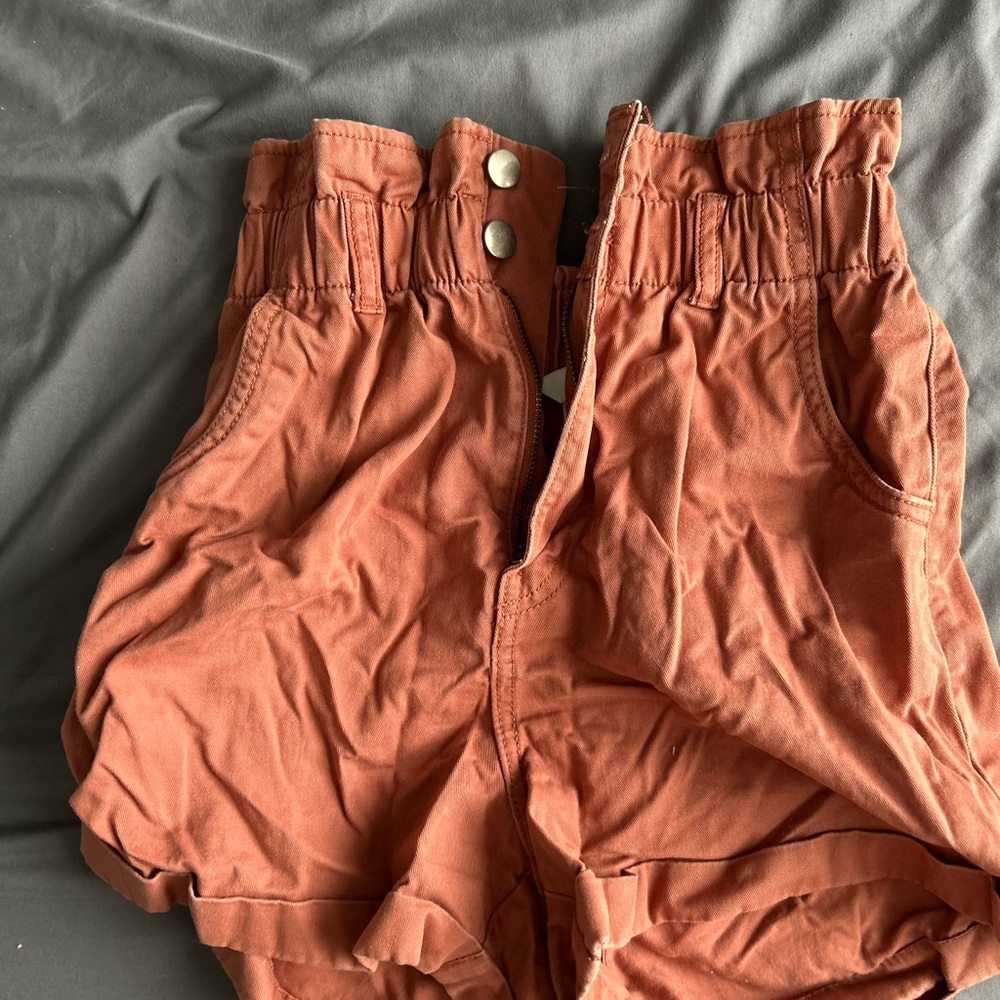 Rust High-Waisted Shorts